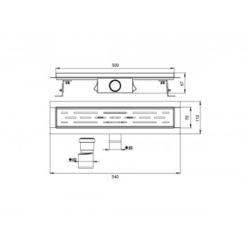 Трап лотковый ORE Drain H2 500х70х67мм слив 40 мм